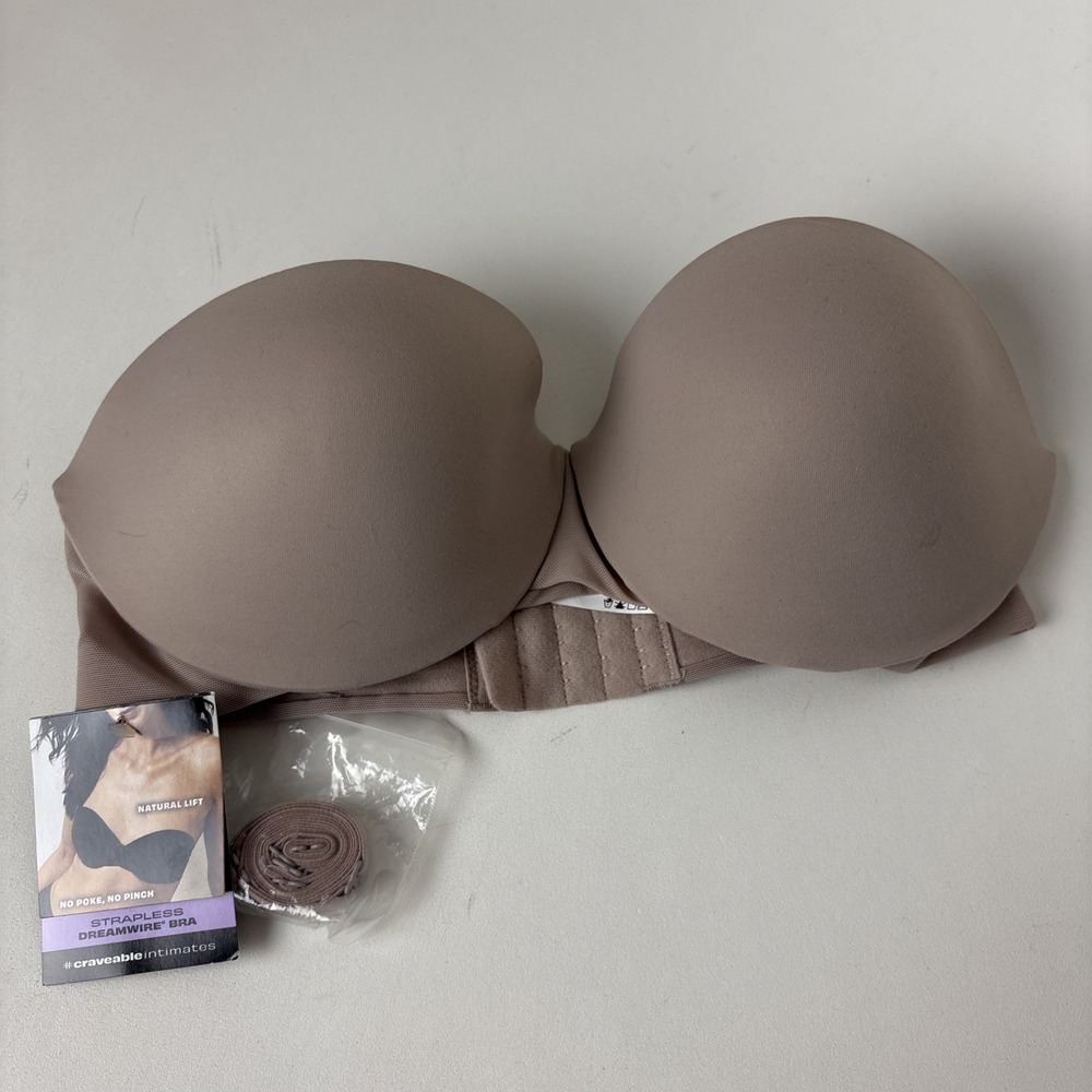 Maidenform Dreamwire Convertible Strapless Lift Bra beige tan Color, Size 34c